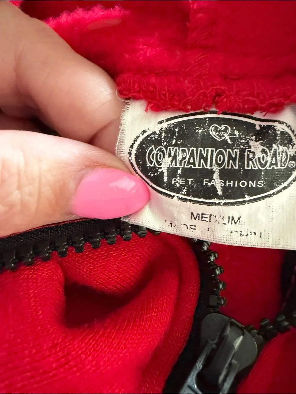 Companion Road Red Blue Dog Hoodie Medium Zip Pocket Sweatshirt